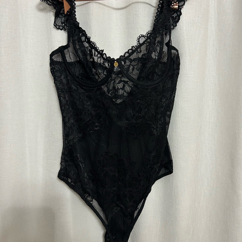 Gooseberry Intimates Black Lace Bodysuit